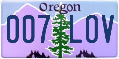 OR license plate 007LOV
