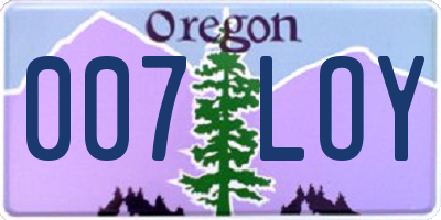 OR license plate 007LOY