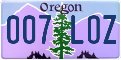 OR license plate 007LOZ