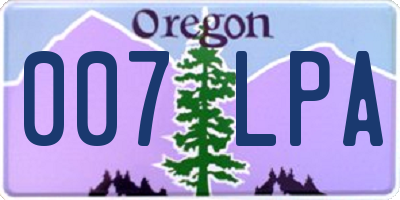 OR license plate 007LPA