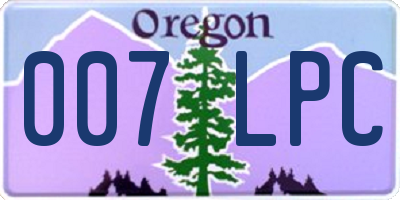 OR license plate 007LPC