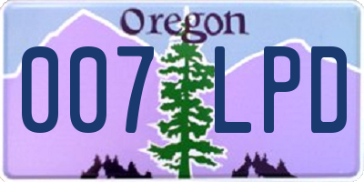 OR license plate 007LPD