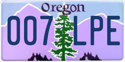OR license plate 007LPE