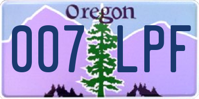 OR license plate 007LPF