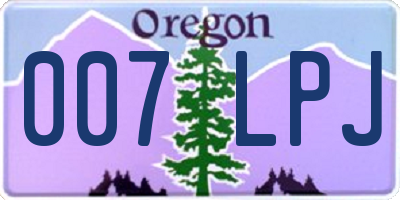 OR license plate 007LPJ