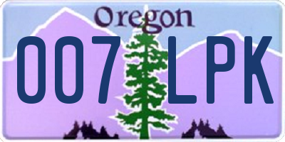 OR license plate 007LPK