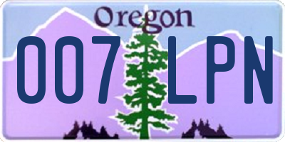 OR license plate 007LPN