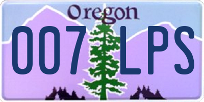 OR license plate 007LPS