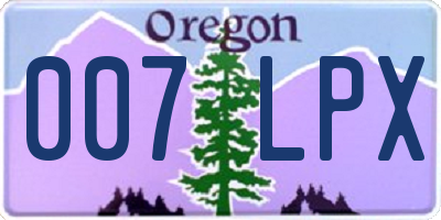 OR license plate 007LPX
