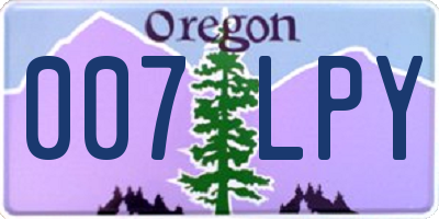 OR license plate 007LPY
