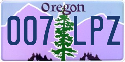 OR license plate 007LPZ