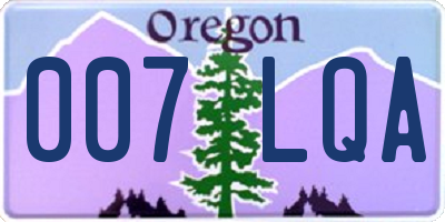 OR license plate 007LQA