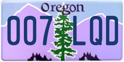 OR license plate 007LQD