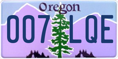 OR license plate 007LQE