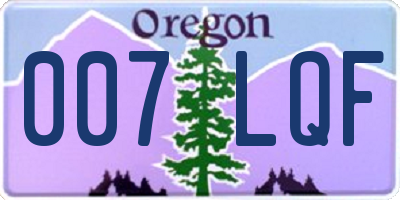 OR license plate 007LQF