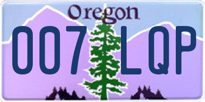 OR license plate 007LQP