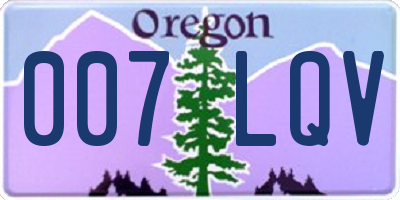 OR license plate 007LQV