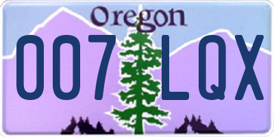 OR license plate 007LQX