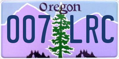 OR license plate 007LRC