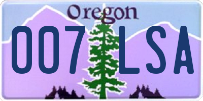OR license plate 007LSA