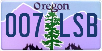 OR license plate 007LSB