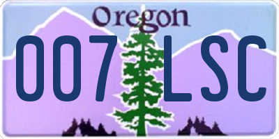 OR license plate 007LSC