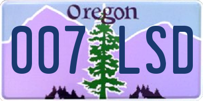 OR license plate 007LSD