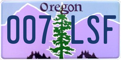 OR license plate 007LSF