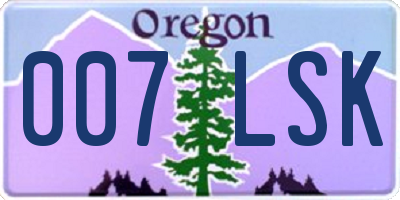 OR license plate 007LSK
