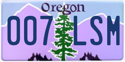 OR license plate 007LSM