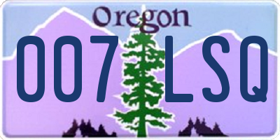 OR license plate 007LSQ