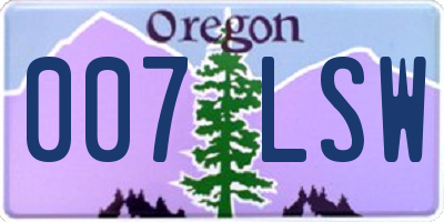 OR license plate 007LSW