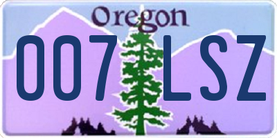 OR license plate 007LSZ