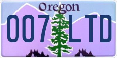 OR license plate 007LTD