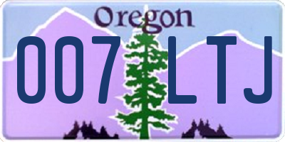 OR license plate 007LTJ
