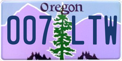 OR license plate 007LTW