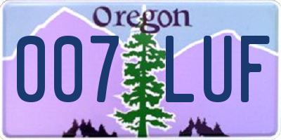 OR license plate 007LUF