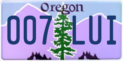 OR license plate 007LUI