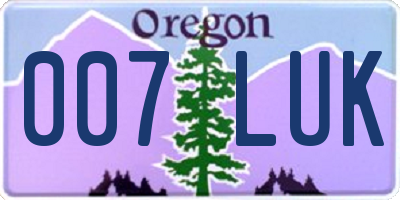 OR license plate 007LUK