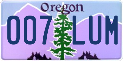 OR license plate 007LUM