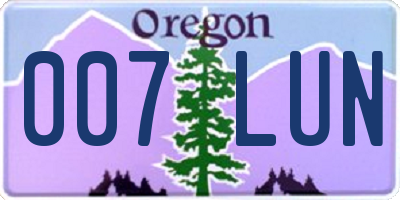 OR license plate 007LUN