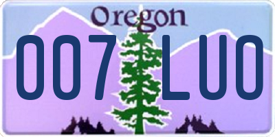 OR license plate 007LUO