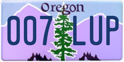 OR license plate 007LUP