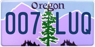 OR license plate 007LUQ