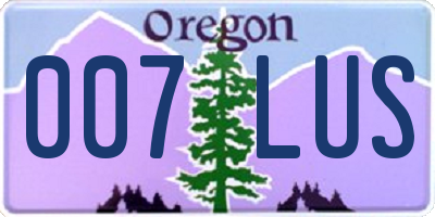 OR license plate 007LUS