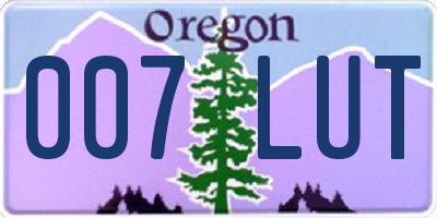 OR license plate 007LUT