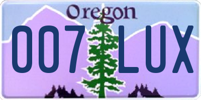 OR license plate 007LUX