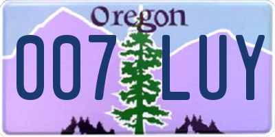 OR license plate 007LUY