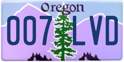 OR license plate 007LVD