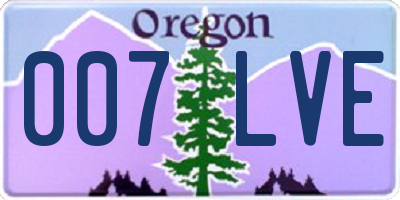 OR license plate 007LVE
